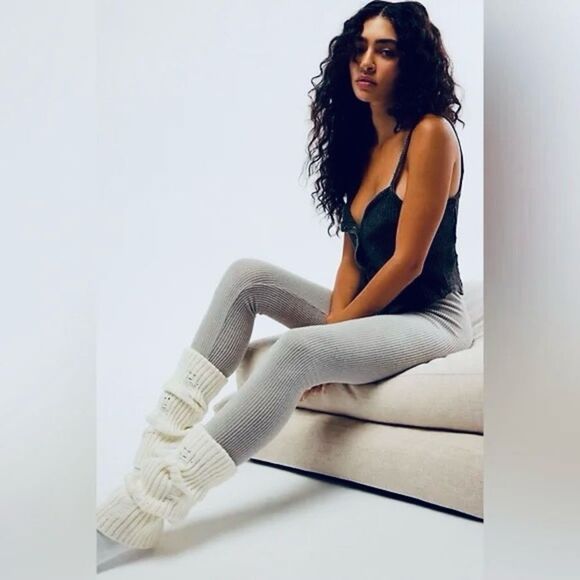 NWT Free People Intimately Ribbed Leggings "Chilled Out" Lounge Blue Small - Picture 1 of 4